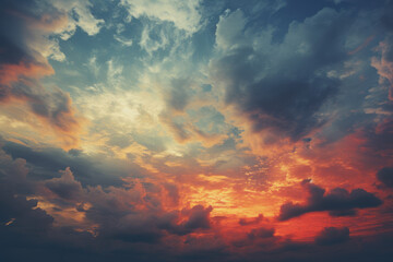 Sunset Sunrise Sky with Colorful Clouds Graphic Resource, Generative AI