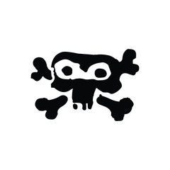 Pirate skull icon. Simple style protection from cyber attack poster background symbol. Pirate skull brand logo design element. Pirate skull t-shirt printing. Vector for sticker.