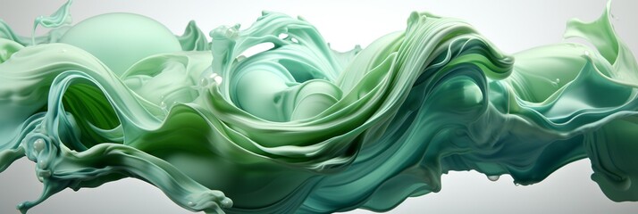 green splash forming waves isolated on white background