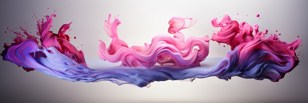 pink and purple splash forming beautiful swirls isolated on white background