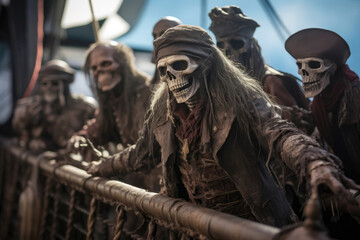 Sinister Undead Pirates Aboard an Ancient Ship