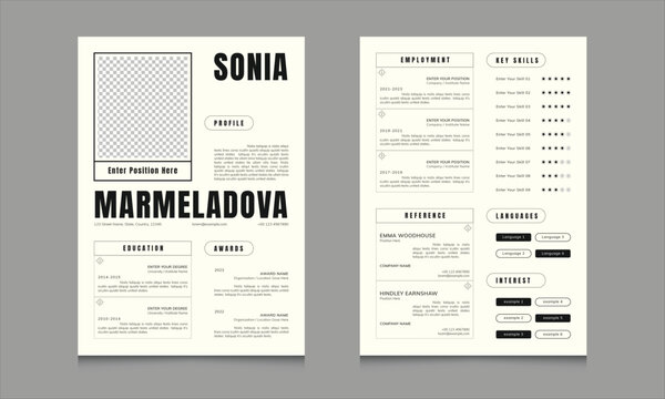 Modern Minimal Resume / CV Layout