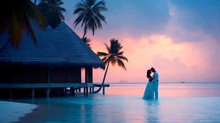Foto op Plexiglas Lovers in the Maldives couple. Generative AI. © Erik