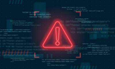 Danger sign. Hacked system or cyber attack. Vector illustration. - obrazy, fototapety, plakaty