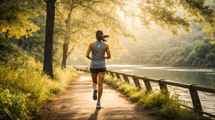 Fototapeta premium woman running in the park