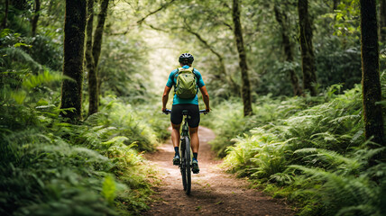 Fototapeta premium cyclist in the forest