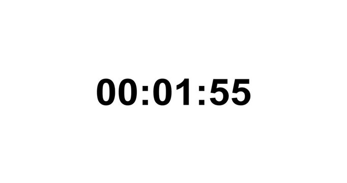 Countdown timer 5 to 0 white background black seconds
