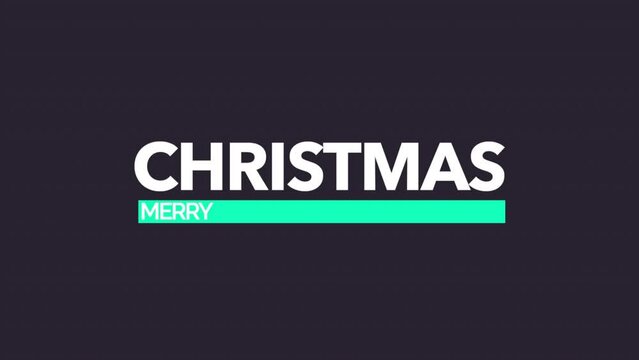 Modern Merry Christmas text with line on black gradient, motion abstract minimalism, holidays and winter style background