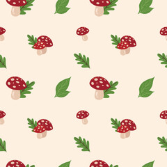 seamless pattern with fly agaric 