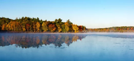 Zelfklevend Fotobehang autumn landscape with lake and trees © Christopher