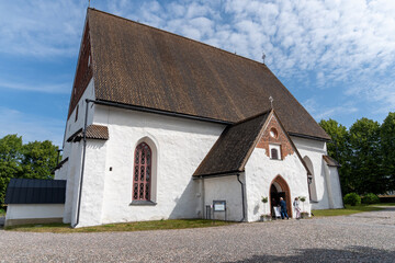 Fototapeta na wymiar Viking style cathedral in the town of Porvoo in Finland. Sunny day.