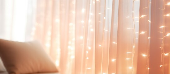 Soft light shines through a bedroom window with a transparent curtain