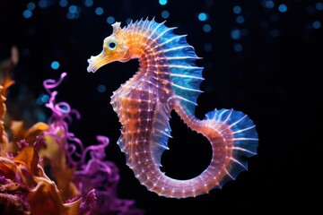 Fototapeta premium colorful seahorse creature underwater. Reef, snorkeling and diving