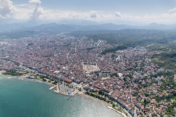 Drone View of Boztepe and Ordu City Center. Altinordu, Ordu, Turkey.