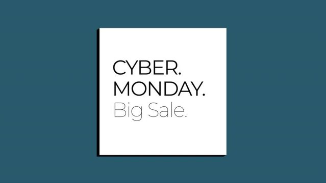 Cyber Monday and Big Sale text in frame on blue modern gradient, motion abstract holidays, minimalism and promo style background