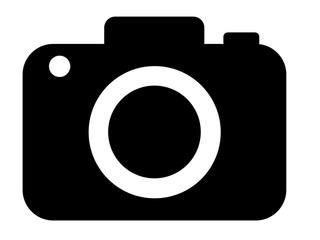 Illustration of a camera in black and white with a white background