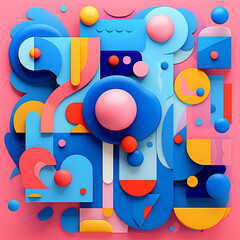 Obraz premium colorful funky design using different shapes of blue created with Generative Ai