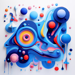 colorful funky design using different shapes of blue created with Generative Ai