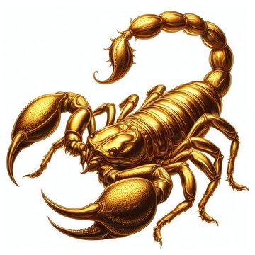 golden scorpion isolated on white background