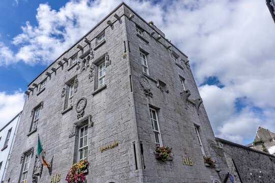 Lynchs Castle on Shop Street, Galway,  Ireland. Parts of the building date back to the 14th century. It is now home to an AIB Bank..