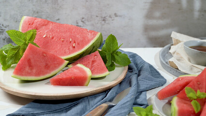 Fresh ripe sliced watermelon