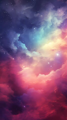 Obraz na płótnie Canvas nebula space background with soft colors, AI generative, ai art, night cosmos.