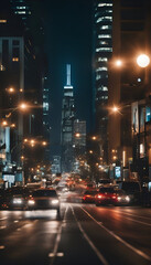 Fototapeta na wymiar Night view of the streets of New York City. United States.