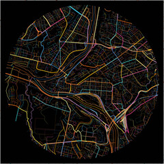 Colorful Map of Kaunas, Kaunas County with all major and minor roads.