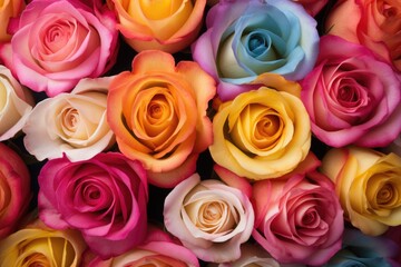 multicolor roses close up background