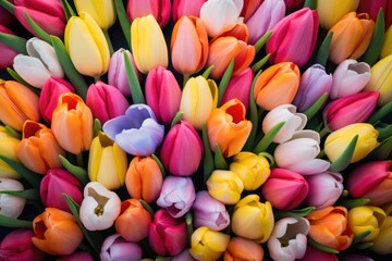 Fototapeta na wymiar multicolor tulips close up background