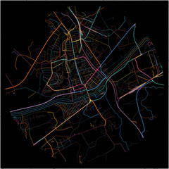 Colorful Map of Jonava, Kaunas County with all major and minor roads.