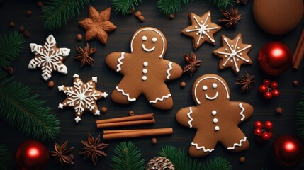 christmas cookies and spices background