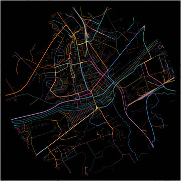 Colorful Map of Jonava, Kaunas County with all major and minor roads.