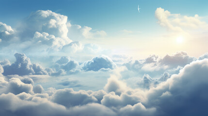 Fototapeta na wymiar Blue Sky with Clouds Graphic Resource, Generative AI
