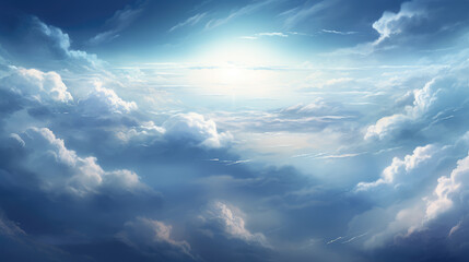Fototapeta na wymiar Blue Sky with Clouds Graphic Resource, Generative AI