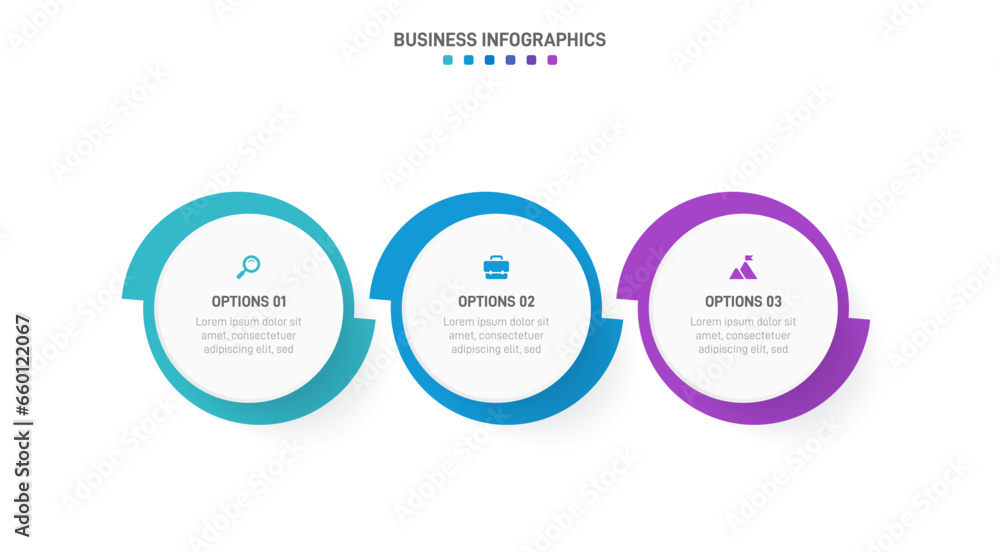 Aufkleber timeline infographic with infochart. modern presentation template with 3 spets for business process.
