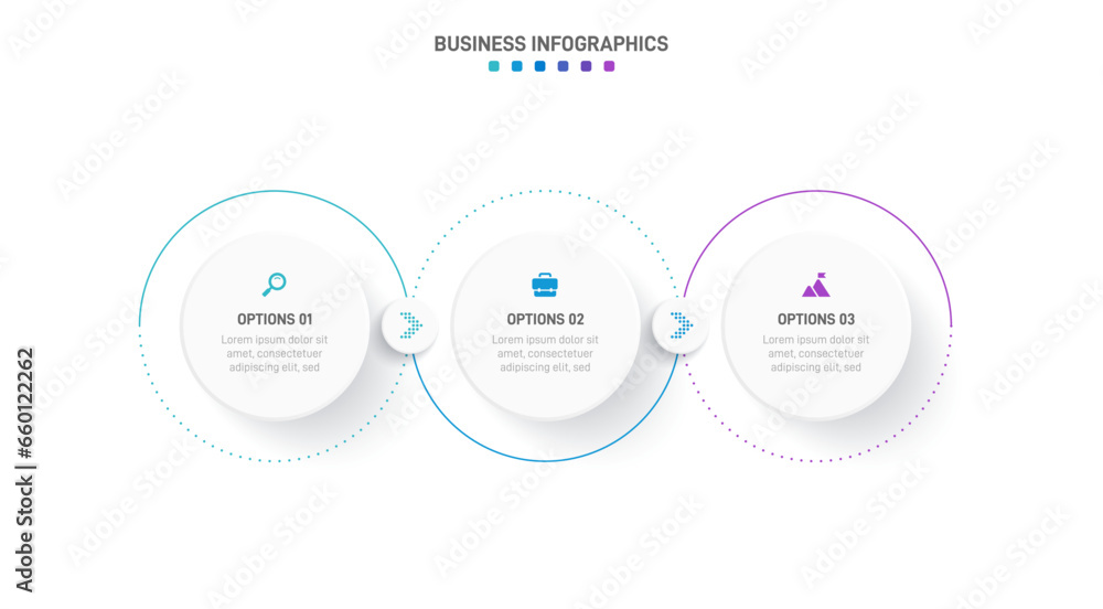Aufkleber timeline infographic with infochart. modern presentation template with 3 spets for business process.