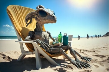 Alien on the beach relaxing sunny weather 