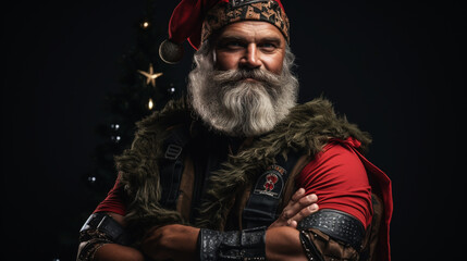 Portrait of handsome old santa hipster