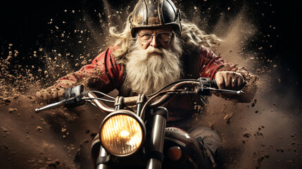 Portrait of handsome old santa hipster