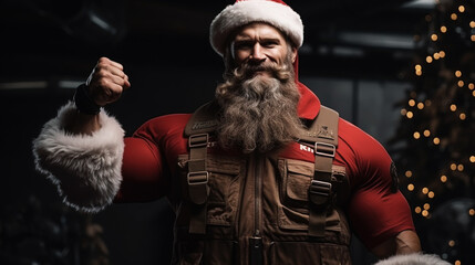 Obraz premium Portrait of handsome old santa hipster