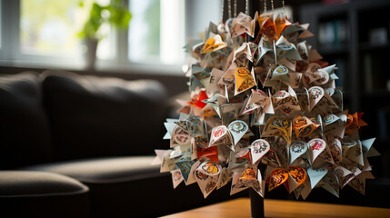 Naklejka na ściany i meble A beautifully decorated Christmas tree adorned with Boxing Day sale tags on each ornament