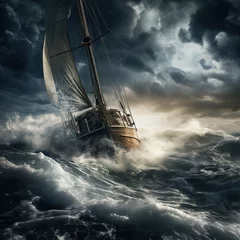 Deurstickers ship in the storm © BetterPhoto