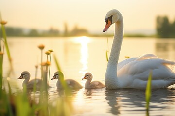 swans in the lake