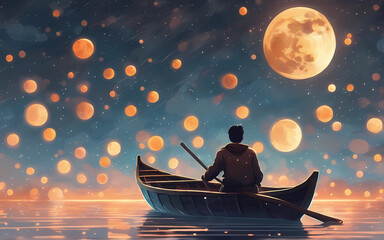 Variety of moons in the sky at night time