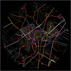 Colorful Map of Hardenberg, Overijssel with all major and minor roads.