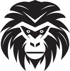 Artistic Monkey Badge Baboon Portrait Icon