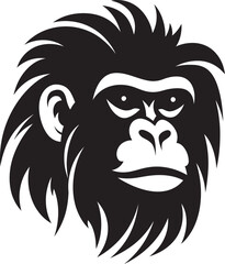 Baboon Crowned Badge Regal Primate Logo