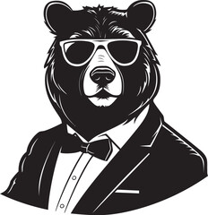 Bear Monarchy Badge Powerful Leader Icon