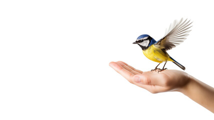 hand holding a yellow bird